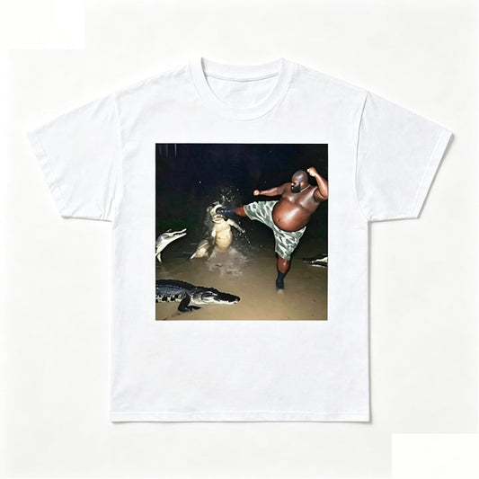 Man Kick Alligator Swamp