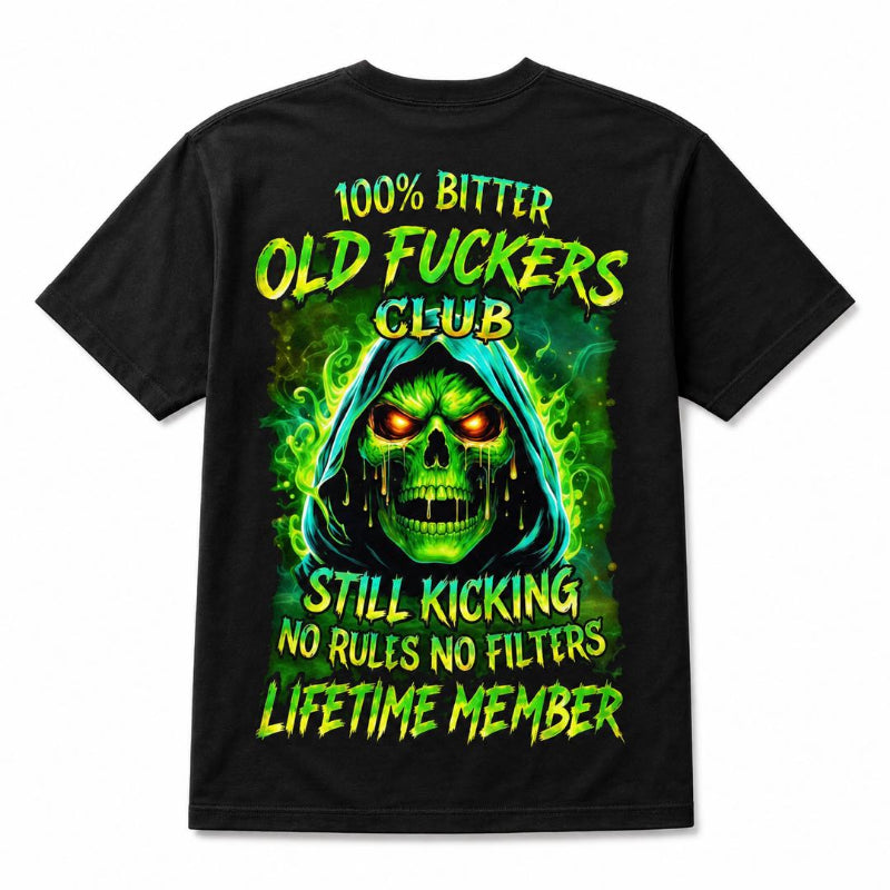 Mens Old Fuckers Club Green Skull