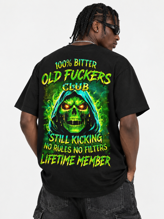 Mens Old Fuckers Club Green Skull