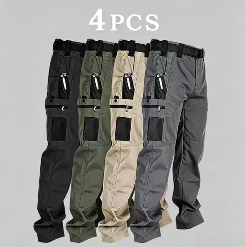 4 Pack Mens Multi Pocket Cargo Pants