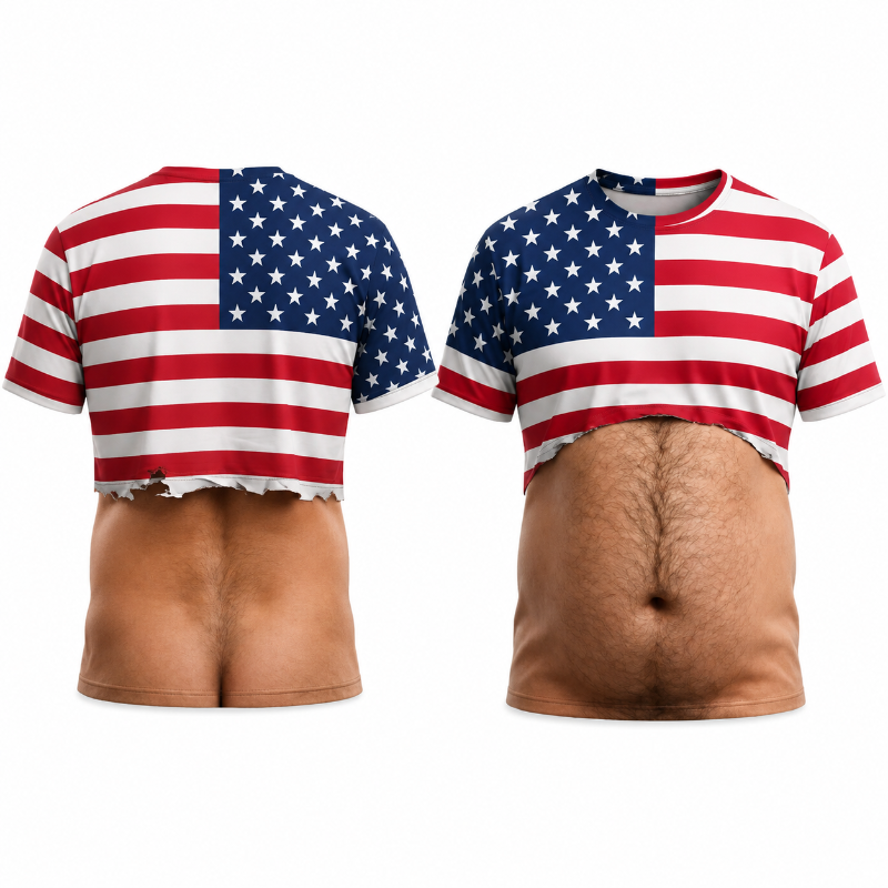 Mens American Flag Hairy Body Print