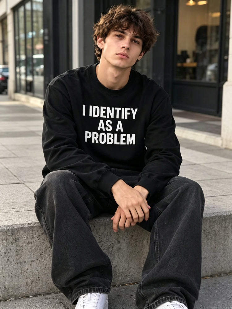 I Identify As A Problem Funny Graphic Sweatshirt
