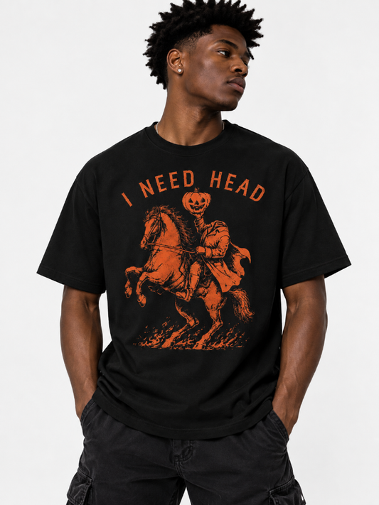 Mens I Need Head Pumpkin Horseman