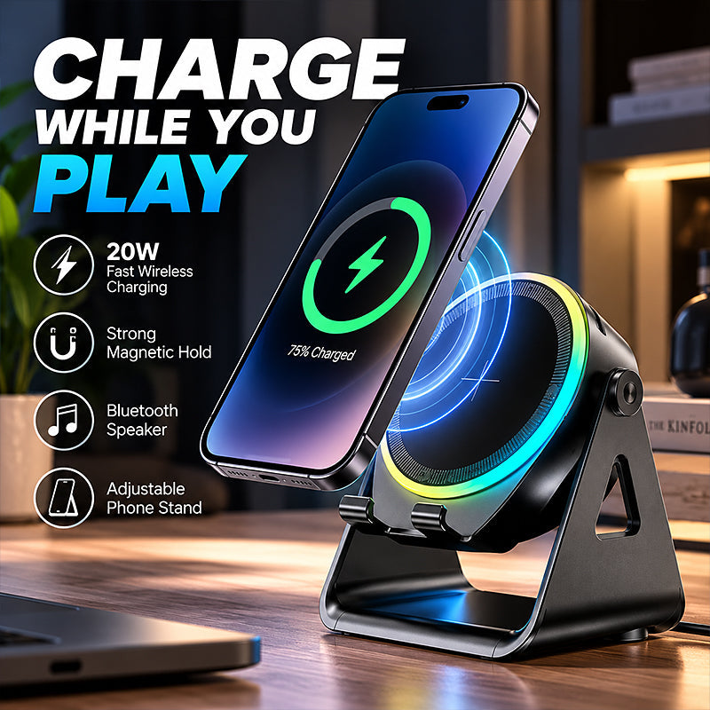 3-in-1 Magnetic Wireless Charging Speaker Stand