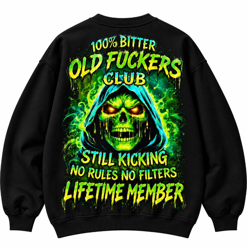 Mens Old Fuckers Club Green Skull