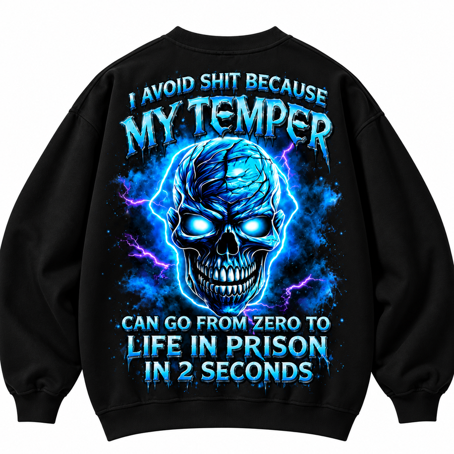 Mens My Temper Blue Skull