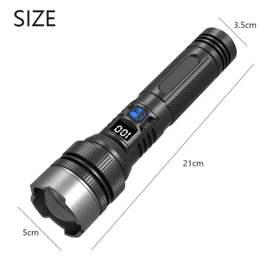 2-in-1 Strong Flashlight (Power Bank), Digital display ofpower, Rechargeable, Zoomable,, X4Waterproof,Adjustable Brightness Flash Light for Outdoor, Emergency,Camping Accessories, Black BackToSchool outdoorfun