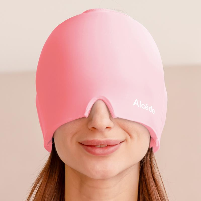 Alcedo Migraine Relief Cap, Hot & Cold Headache Hat Gel Ice Pack Mask, Face Compress Heating Cooling Head Wrap for Stress, Sinus, Puffy Eyes & Hangover