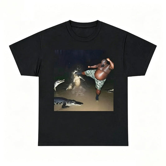 Man Kick Alligator Swamp